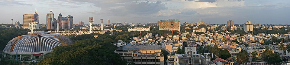 Bengaluru cityscape with gardens and towers