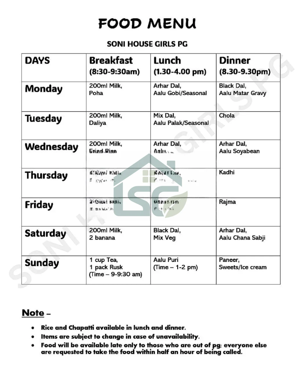 At Soni House : Girls PG, Nirala Nagar, Lucknow